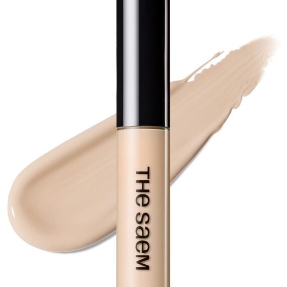 THESAEM Cover Perfection Tip Concealer 0.2 fl.oz. - 1.25 Light Beige Warm Beige for Light Skin Tones 20-21 - High Coverage Long Lasting Concealer - Korean Makeup for Dark Circles & Blemishes