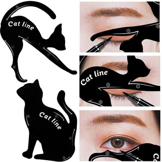 2Pcs Eyeliner Tool Template, Eyeliner Makeup Aid Tool,10 in 1 Eyelash, Eyeshadow, Eyeliner Applicator Guide Tool for Makeup, Easy to Use, Suitable for Beginners