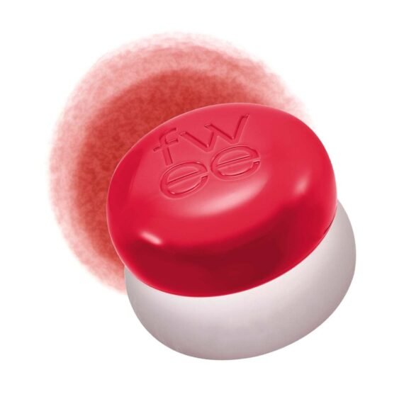 fwee Blurry Pudding Pot | Airbrushed Blush & Lip, Buildable Pigment, Long-lasting, Lightweight, Easy to Blend, Natural Soft Matte Finish - Ambitious (Warm Red) | 0.17 oz