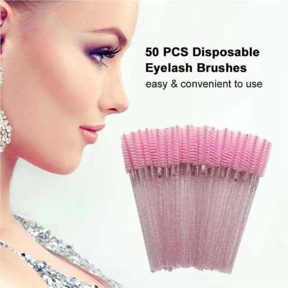 50-Pieces Assorted Colors Disposable Mascara Wands Mini Lashes Brushes Mascara Applicator Micro Spoolie Brushes- CMAS02
