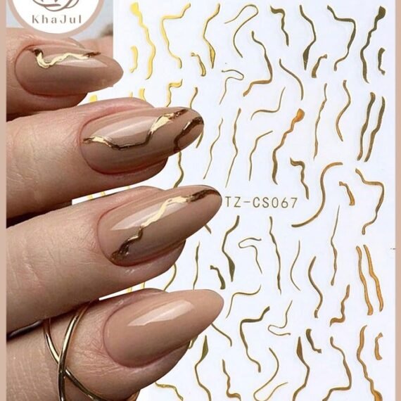 5-Sheet gold nail stickers, Nail Wraps Self-Adhesive Nail Decals, for Women Girls DIY Nail Art