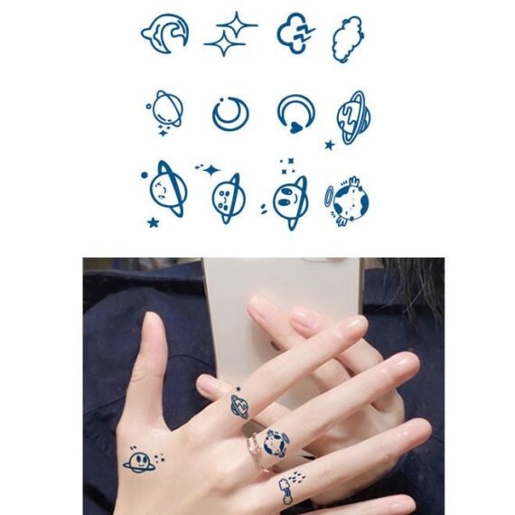 Fashionable waterproof temporary tattoo sticker with planets design
