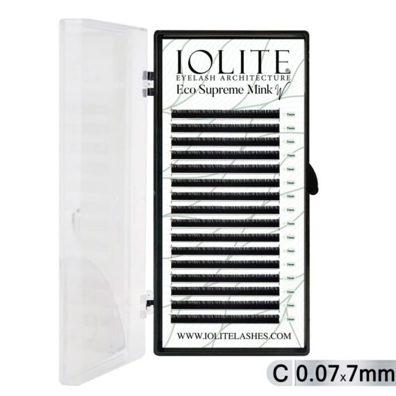 Iolite Eco Supreme Mink W Lashes C Curl – 0.7T Mix & 6mm–15mm | Pre-Fanned Volume Lash Extension Trays for Professional Lash Artists ISMWC7T - 7MM