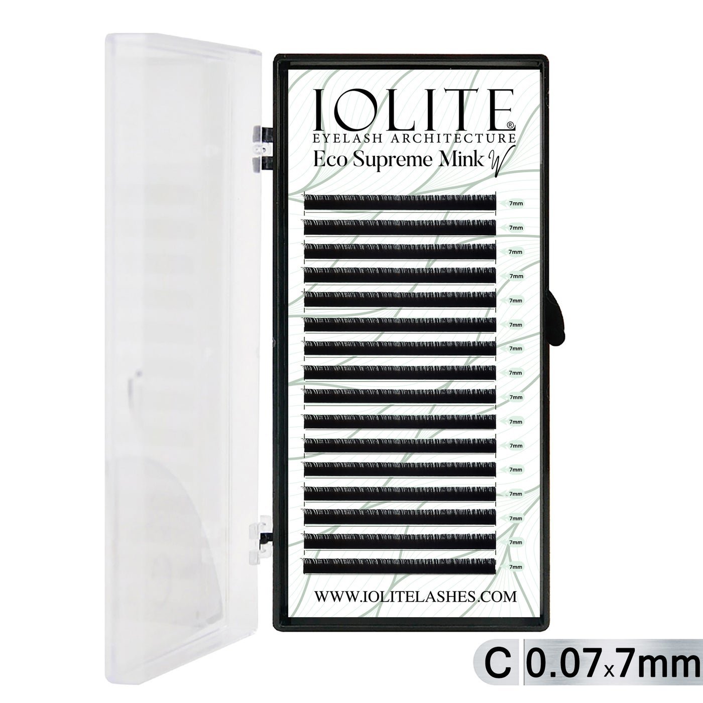 Iolite Eco Supreme Mink W Lashes C Curl – 0.7T Mix & 6mm–15mm | Pre-Fanned Volume Lash Extension Trays for Professional Lash Artists ISMWC7T - 7MM