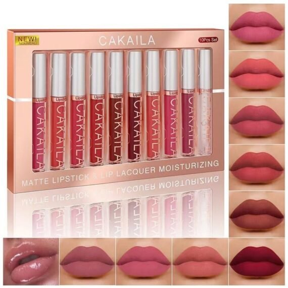 10Pcs Matte Liquid Lipstick Set Contains Smooth Lip Lacquer for Women