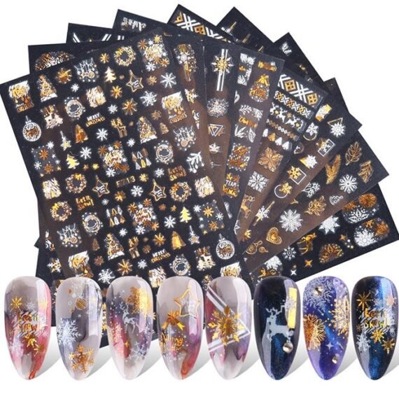 8 Pcs Nail Art Stickers - Self Adhesive Nail Stickers - Nail Polish Decoration - Snowflake Nail Decoration DIY Nail Art Decoration Girl