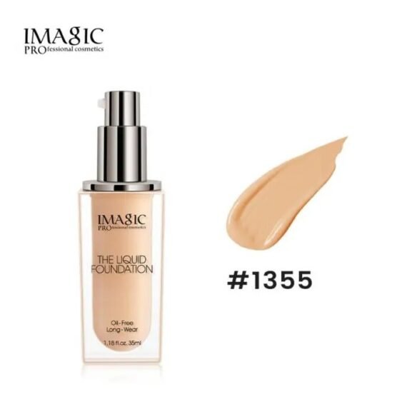 IMAGIC Oil-Free Liquid Foundation | Full Coverage, Matte Finish | Long-Lasting, Lightweight Formula for All Skin Types (1355)
