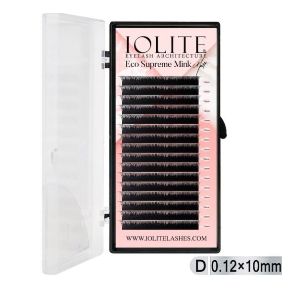 Iolite Eco Supreme Mink Matt Lash Extension Tray D – Curl – 0.12T (6mm–15mm) – Matt Finish, Premium Eco-Friendly Eyelashes for Lash Artists ISMMD12T - 10MM