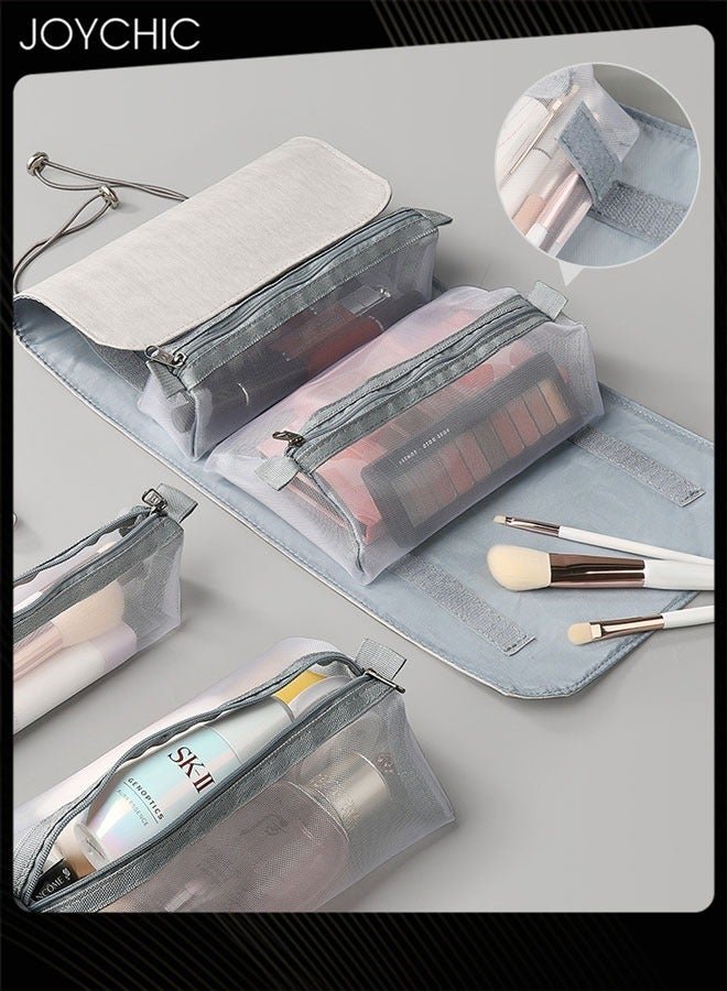 Detachable Travel Bathroom Portable Cosmetic Storage Bag Large Capacity Saving Space Toiletry Bag for Women and Men Grey