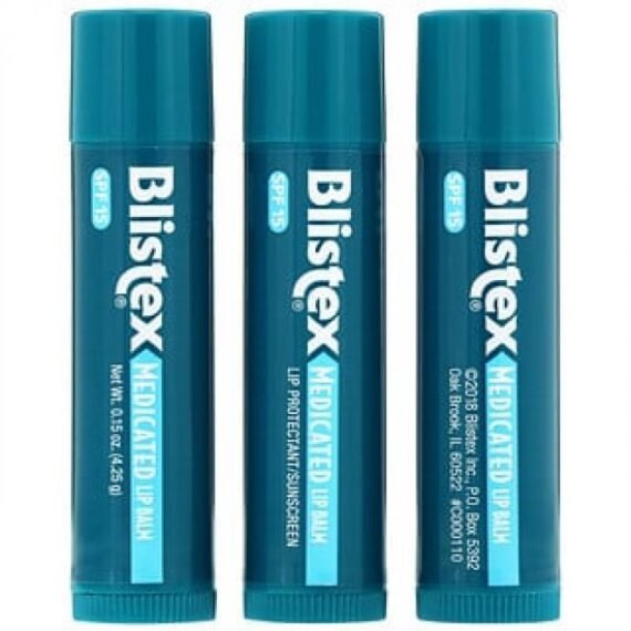 Blistex Medicated Lip ProtectantSunscreen SPF 15 Original 3 Balm Value Pack 0.15 oz 4.25 g Each