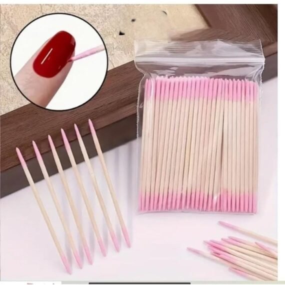400 PCS Nail Sticks & Swabs Dual Color Natural Wood & Pink Tips, Precision Manicure Tools with Textured Grip Handle for Salon, Home, Gel Pollish Removal