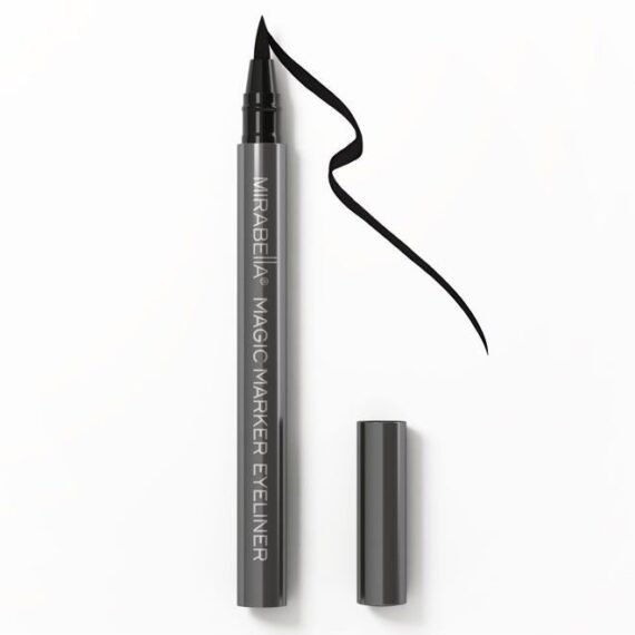 Black Magic Marker Waterproof Liquid Eyeliner, Long-Lasting Smudge-Proof Matte Black Eyeliner with Felt Brush-Tip for Precise Controlled Application and Antioxidants Vitamin C and E