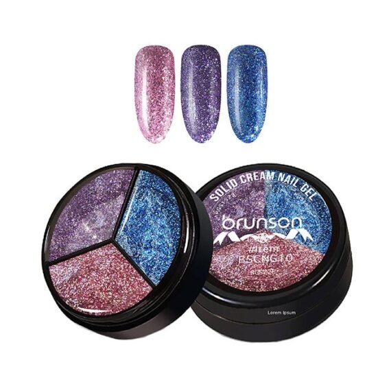 3Colors 3 in 1 Nail UV Gel Polish Cream Gel Nail Polish Soak off Solid Color Gel Glitter Nail Art Manicure 15ml BSCNG10