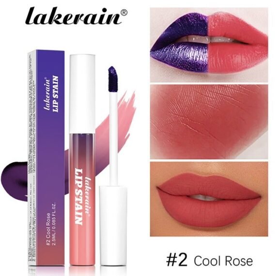Lip Stain-Peel Off Lipstick, Long Lasting Non-Stick Cup,for Naturally Radiant Lip, Sweat Proof Waterproof, Highly Pigmented Matte Lipstick #2 Cool Rose