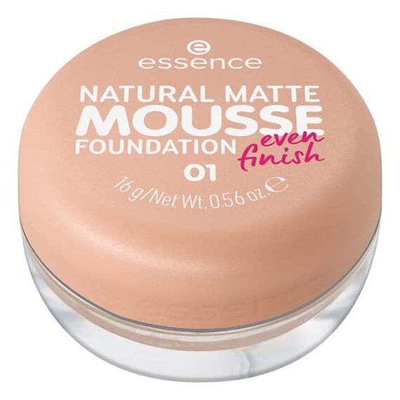 Natural Matte Mousse Foundation | 01 Cool Sand | Medium High Coverage | Long Wearing | 16H Lasting | Waterproof Transfer Proof | Lightweight Matte Finish | 16g Beige 01