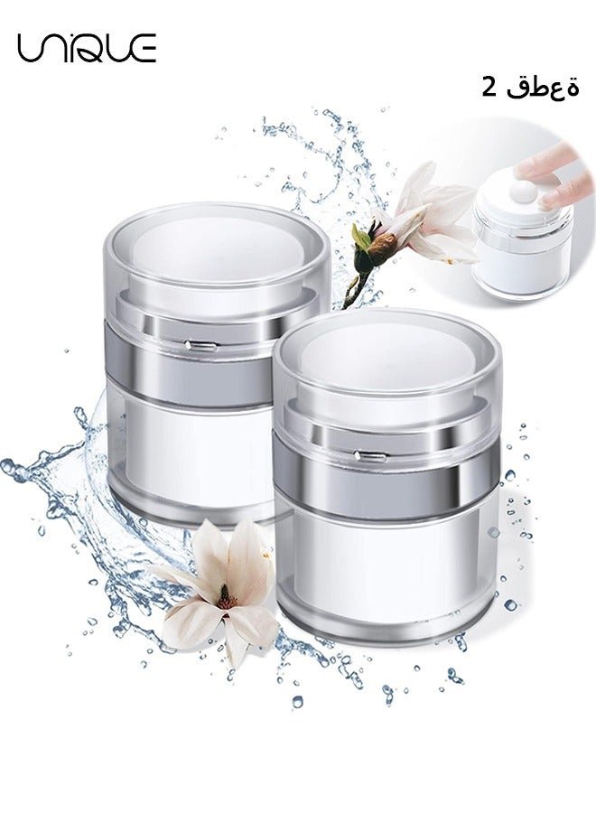 Cosmetic Cream Jar, 2 Pack 30ML Airless Pump Jars Empty Acrylic Emulsions Containers with Pump, Refillable Travel Lotion Jar Bottle With Lid for Thick Moisturizer, Skincare Cream, White