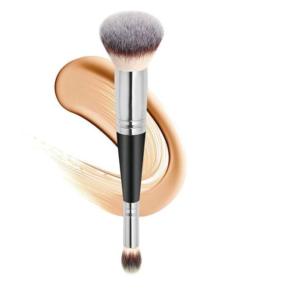 Makeup Brushes Dual-ended Foundation Brush Concealer Brush Perfect Any Look Premium Luxe Hair Rounded Taperd Flawless Brush Ideal for Liquid Cream Powder Blending Buffing Concealer