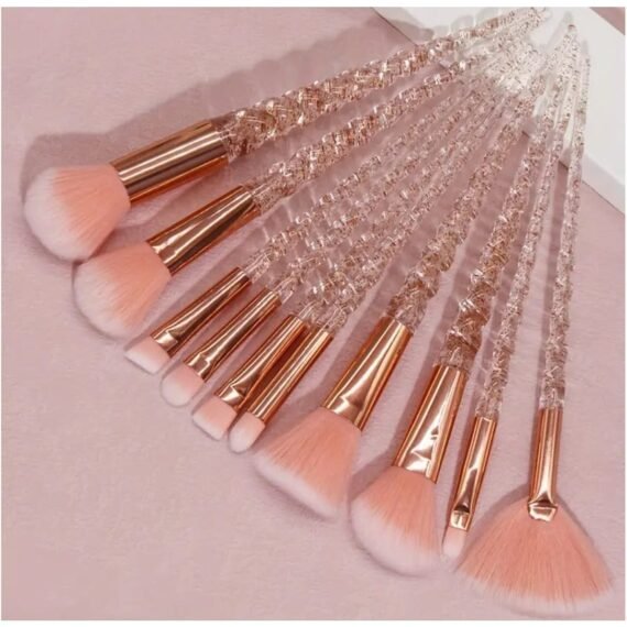 10-Piece Oval Makeup Brush Set, Soft Nylon Bristles, ABS Handle, Ideal for Eyeshadow, Lip & Full Face Application