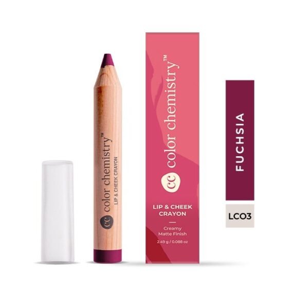 Color Chemistry Fuchsia Lip And Cheek Crayon - 2.49 g, Vegan, Ultra-Matte, Non-Drying, Pigmented And Long-Stay Lipstick, Multi-Use Lip Crayon