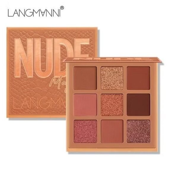 9 Color Pink Nude Light Warm Color Eyeshadow Palette Makeup, Glitter Matte Natural Neutral Colorful Eyeshadow Waterproof Long Lasting Natural Mixing Pigment Makeup