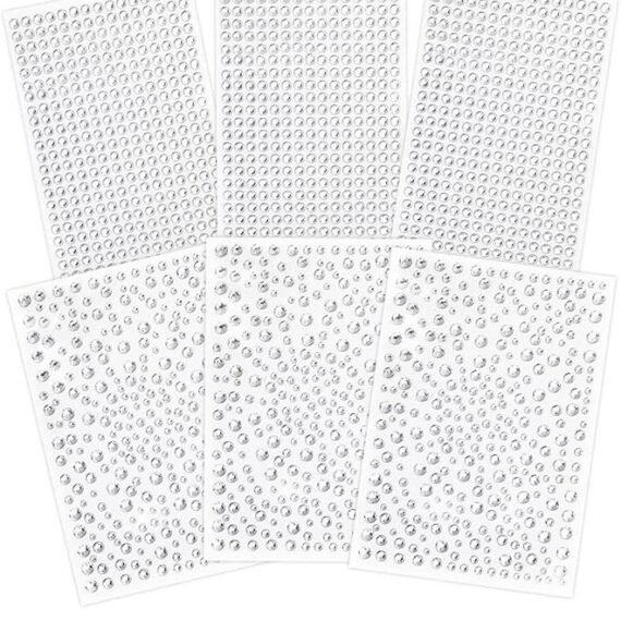 Clear Rhinestone Stickers, 6 Self-Adhesive Rhinestone Faces, Glittering Jewelry Stickers, Crystal Gemstone Stickers For Crafts, Makeup, Face, Hair, Various Sizes...