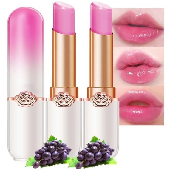 2Pcs Grape Tinted Lip Balms PH Lip Color Changing Lipstick Balm Stain Gift Set Queen for Women Girls Korean Mood Long Lasting Color Change Light Pink Lipstick Lip Tint Makeup Lip Plumper Gloss