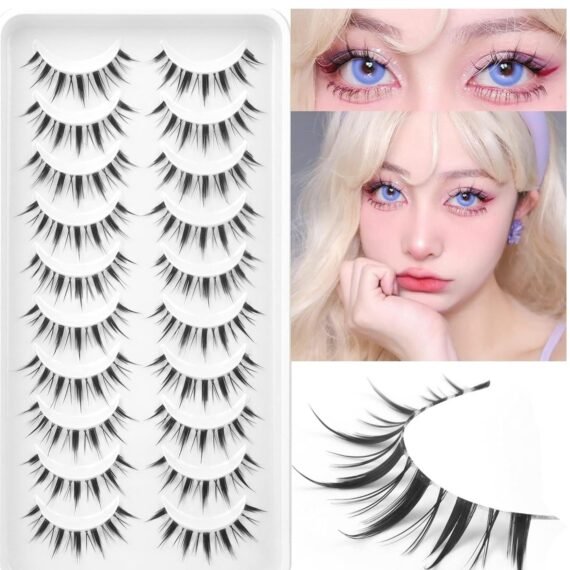 10 Pairs Manga Lashes Natural Look Anime False Big Eyelashes Eyelashes Individual Wispy Korean Makeup Eye Lashes Clusters Asian Fake Eyelashes Pack