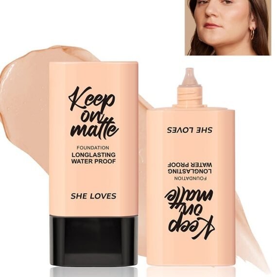 Flawless Matte Liquid Foundation，Keep On Matte Longlasting Waterproof Makeup Liquid Foundation Feels Lightweight And Comfortable Buildable A Flawless Natural Looking, Concealer Foundation To Cover Redness  #03 Warm Peach