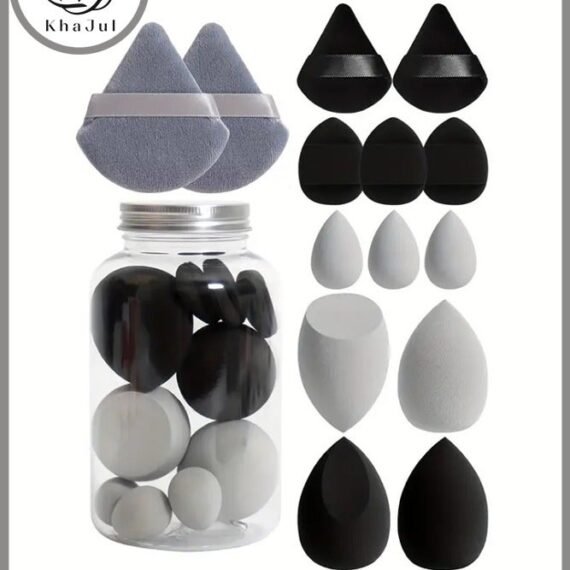 14-Piece Makeup Sponge Set- Multi soft color Mini Makeup Sponge, Powder Puff Long Lasting Beauty Sponge Wet & Dry Use for Women (Black)