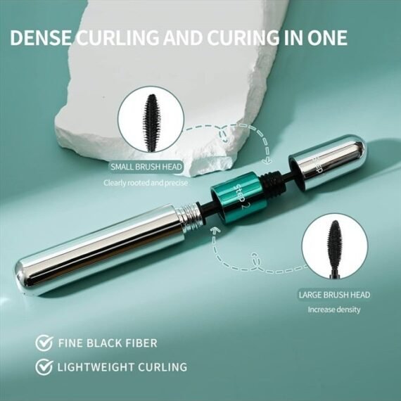 2 in 1 Mascara 5x Longer Waterproof Lash Cosmetics Natural Lengthening and Thickening Effect No Clumping Superstrong Magic 4d Silk Fiber