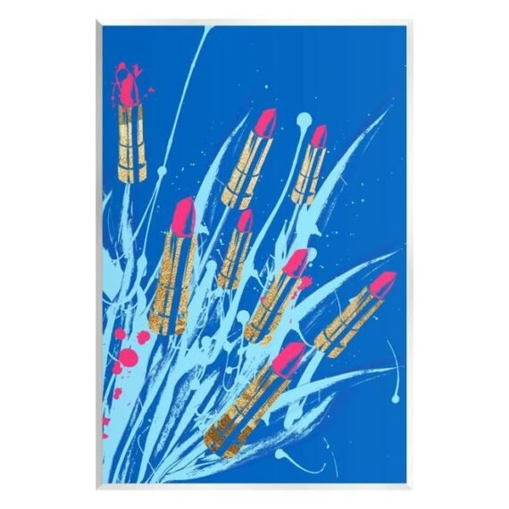 Vivid Glam Lipstick Arrangement Wood Wall Art, Design by Lil' Rue