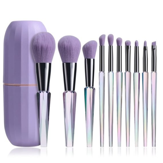 Makeup Brushes, Premium Synthetic Bristles Makeup Kit, Foundation Blending Face Powder, Blush Concealers, Eye Shadows, Brush Make up, Brushes Set with Gift Box( 10PCS, Crystal Handle)