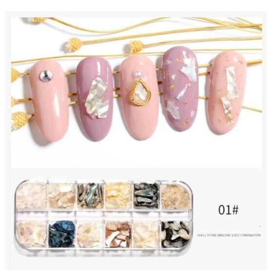 3D Nail Art Charms, Nail Accessories for DIY Nail Designs, Shell Stone Abalone Slice Combaination Decorations Cute Rhinestones for Women & Girls, Ideal for Nail Decoration Supplies