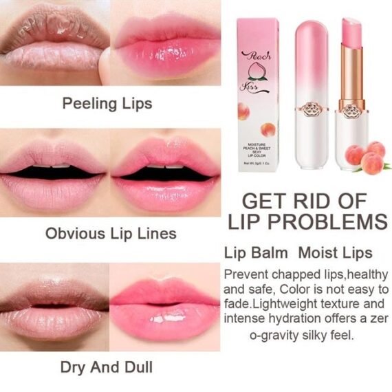 2Pcs Peach Tinted Lip Balms PH Lip Color Changing Lipstick Balm Stain Gift Set Queen for Women Girls Korean Mood Long Lasting Color Change Light Pink Lipstick Lip Tint Makeup Lip Plumper Gloss