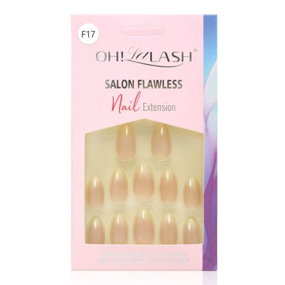 24 PCS Press On Nails Set – Natural Glossy False Nails with Glue, Easy to Apply, Long Lasting Salon Look