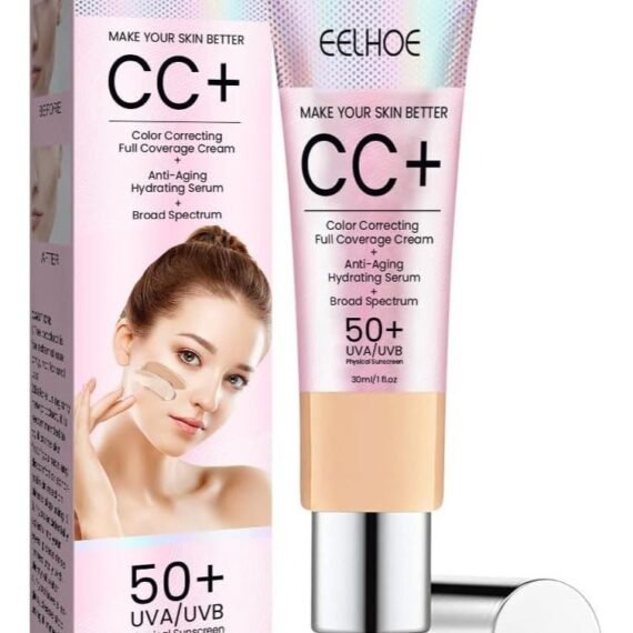 CC Color Correcting Full Coverage Cream —SPF 50+, CC Cream Foundation, Lightweight Full Coverage Hydrating Serum, Control Oil And Moisturize Waterproof Long Lasting Matte Color Correcting Cream