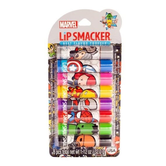 Marvel Avenger Flavored Lip Balm Party Pack 8 Count, Super Hero, Spirderman, Iron Man, Captain America, Clear, For Kids
