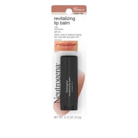 Revitalizing and Moisturizing Tinted Lip Balm with Sun Protective Broad Spectrum SPF 20 Sunscreen, Lip Soothing Balm with a Sheer Tint in Color Soft Caramel 50,.15 oz