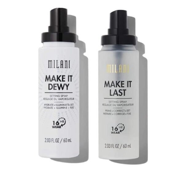 Setting Spray + Primer, Make It Last Original - Natural Finish with Niacinamide for Hydration & Make It Last Dewy - Dewy Finish Moisturizing Formula for Glow on the Go - 2 Pack