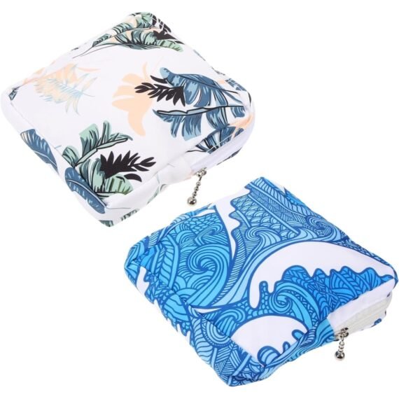 Sanitary Pad Pouch, 2 Pcs Sanitary Napkin Storage Bag, Coin Purse, Makeup Bag for Travel, Portable Menstrual Sanitary Holder Bag, Tampon Period Pouch for School Teen, Girls, Women