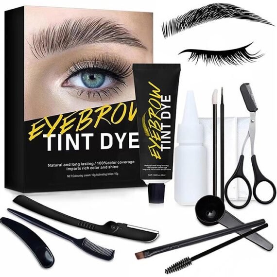 Instant Eyebrow Tint, Professional Semi Permanent Eyebrow Dye Kit, Natural Gentle Formula Eyebrow Tint Suitable for Salon and Home Use, Lasts for 4 6 WeeksBlack