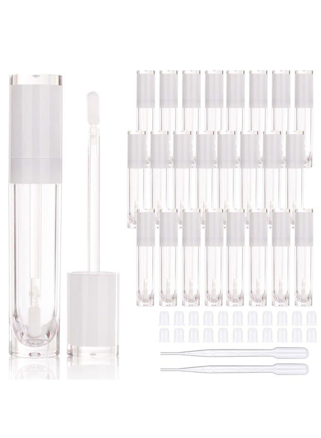 26 pcs Refillable Empty 8ml Lip Gloss Tubes with clear Wand,Round white Lipgloss Containers,DIY cosmetic packing Container Bulk Wholesale