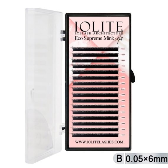 Iolite Eco Supreme Mink Matt Lash Extension Tray B - Curl - 0.05T (6mm–15mm) – Matt Finish, Premium Eco-Friendly Eyelashes for Lash Artists ISMMB5T - 6MM