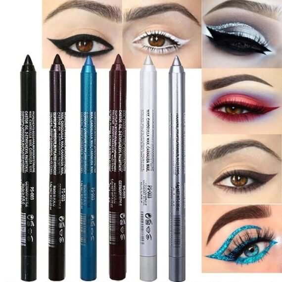 6Pcs White Glitter Eyeliner Pencils Set delineadores de colores para ojos lapiz negro a prueba de agua Black Silver Blue Red Brown Metallic Colorful Liquid Eye Liners Waterproof