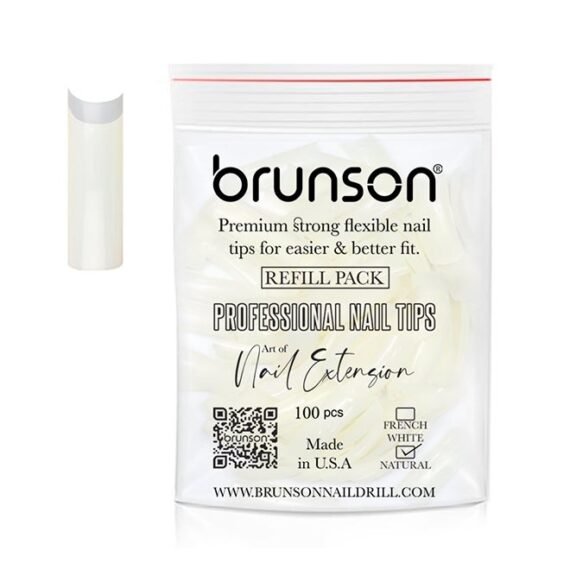 False Nail Tips False Classic French White Professional Refill Pack 100 Pieces - Size 6, CLFCW6