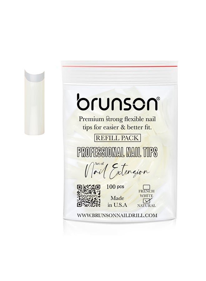 False Nail Tips False Classic French White Professional Refill Pack 100 Pieces - Size 6, CLFCW6