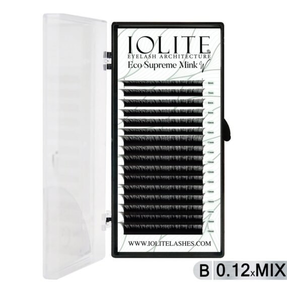 Iolite Eco Supreme Mink W Lashes B Curl – 0.12T Mix & 6mm–15mm | Pre-Fanned Volume Lash Extension Trays for Professional Lash Artists ISMWB12T - Mix2