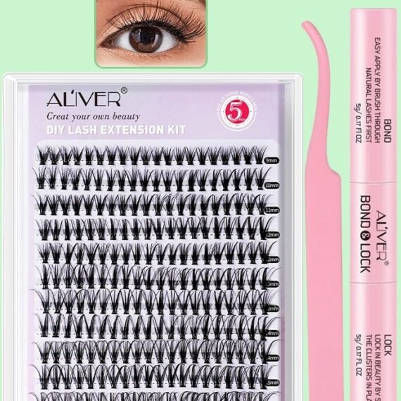 240 Pcs Lash Clusters, Lash Adhesive Glue & Lash Tweezer Set Eyelash Extensions Wispy False Eyelashes Lash Clusters DIY Eyelash Extensions Individual False Eyelashes for Women