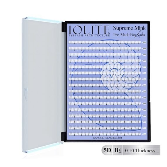 Iolite Eyelash Extensions -  5D Supreme Mink Pre-Made Fan Lash Extensions – B Curl, 0.10T Mix (8mm-16mm) | Fast Application | Premium Volume, Lightweight & Natural | Salon-Quality for Lash Artists ISMP5DB10T - 11MM