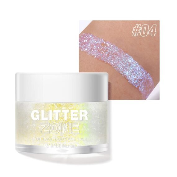 Holographic Body Glitter Gel/Eyeshadow Cosmetic Grade for Body, Face, Hair and Lip. Colour-Changing Glitter Gel Under Light (L2301#04)